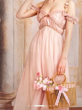 Lacemade Romantic Pink Off-Shoulder Maxi Dress